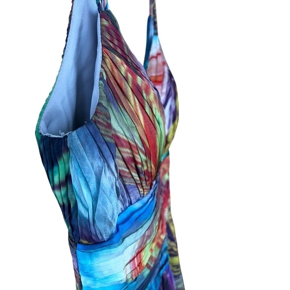 Oleg Cassini 100% Silk Y2K 90s Babydoll Colorful Cocktail Dress size 10 - Picture 7 of 14